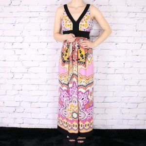 2/$20 eci pink paisley sleeveless maxi dress b9